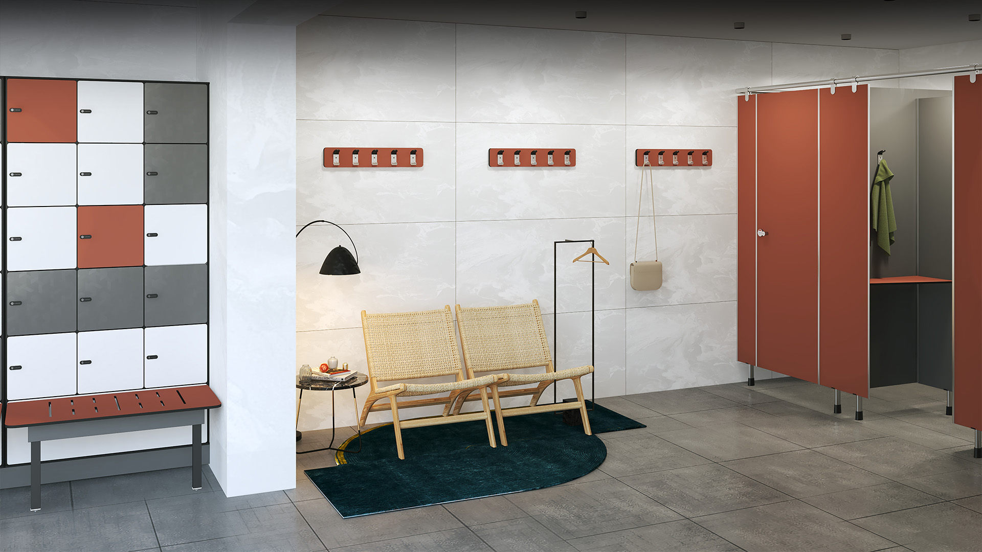 HPL coat hook bars for public spaces by Greenlam Sturdo