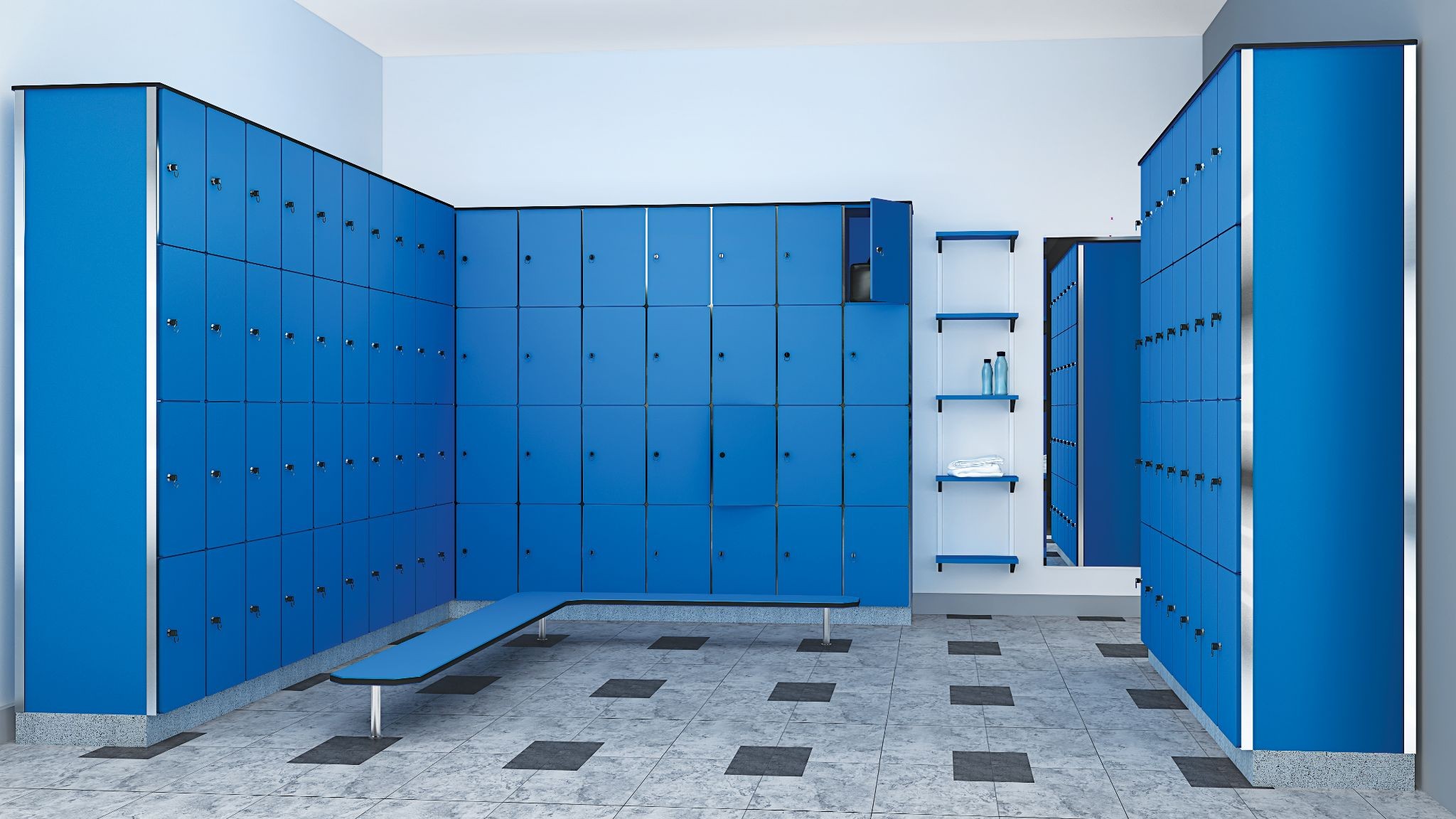 Locker system for changing room by Greenlam Sturdo