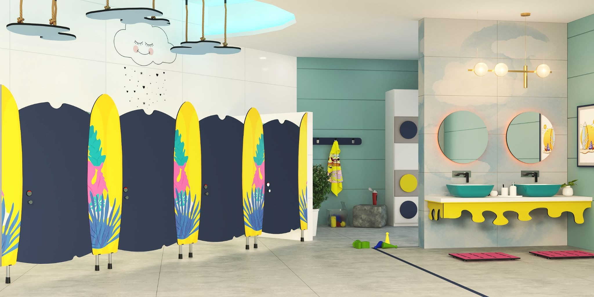 HPL toilet cubicles for kids toilet in school